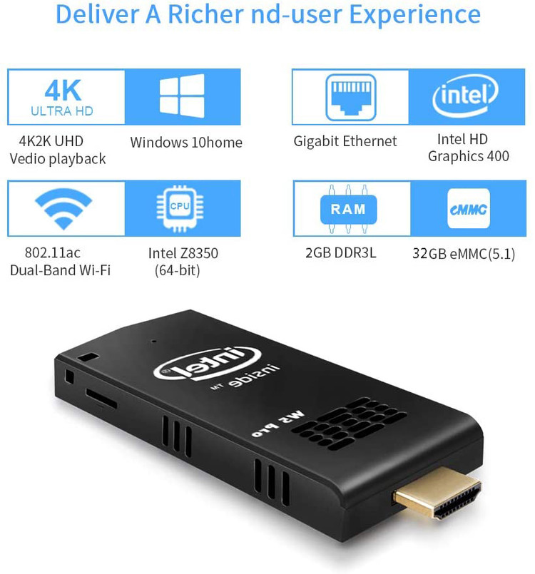 کامپیوتر کوچک اینتل مدل W5 Pro Mini PC Z8350